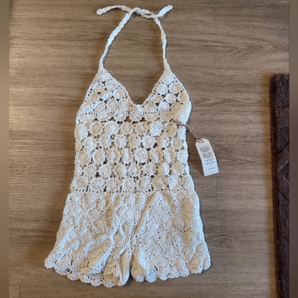 NWT Cleobella Crochet Halter Romper Playsuit